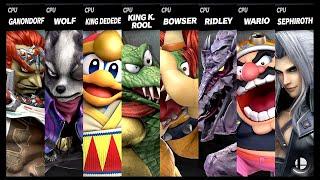 Ganondorf VS Wolf VS King Dedede VS King K. Rool VS Bowser VS Ridley VS Wario VS Sephiroth Ultimate