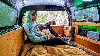 Camping In Snow And Rain With Wood Stove Truck Camper