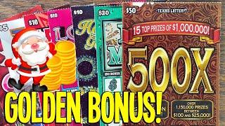 GOLDEN BONUS! $210 TEXAS LOTTERY Scratch Offs