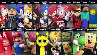 Sonic vs Mario vs Giga Bowser vs Yoshi vs Chicken Jockey vs Minecraft | Super Smash Bros Ultimate