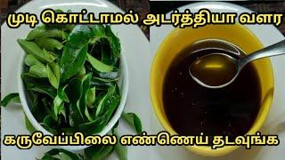 முடி வேகமாக அடர்த்தியா கருப்பா வளர கருவேப்பிலை எண்ணெய் |Homemade Hair Growth oil in nithi samayal