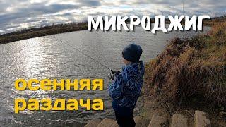 Осенняя РАЗДАЧА на спиннинг в ноябре.  Рыбалка с сыном на микроджиг в городе.