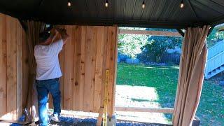 Temporary Walls around metal gazebo, #gazebo, #pubshed, #backyard,