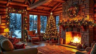 Cozy Christmas Ambience  ️ Relaxing Music on a Snowy Day with Fireplace Sounds 