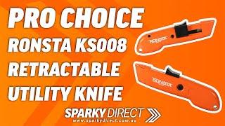 Ronsta KS008 | Retractable Utility Safety Knife Metal Body | Orange