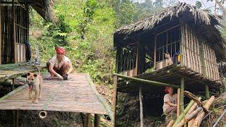 single girl - finished building bamboo house