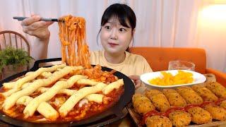 고구마무스 잔뜩 매콤한 치즈닭갈비 우동사리 고구마크로켓 먹방 Cheese Chicken Galbi with Sweet potato Croquette Mukbang