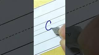 Capital Letter C in Cursive Writing with Fountain Pen