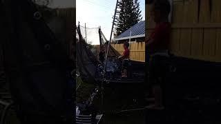 Bubbles in trampoline slow motion