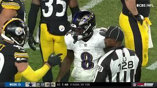 TJ Watt & Lamar Jackson share a moment of respect