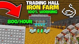 Easy IRON FARM + TRADE HALL Minecraft Bedrock 1.21