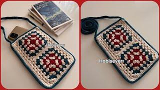 Easy Crochet  Granny Square Motif Summer Bag Pattern / Knitting Bag Patterns / SUBTITLES