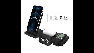 5 in 1 Wireless Charging Station with Time Display Fast Charging