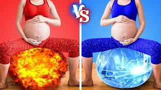 HOT vs COLD Pregnant! Girl On FIRE VS ICY Girl II Funny Pregnancy Situations