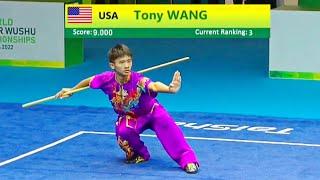 Tony Wang  9.00 score Gunshu (Group B Boys), 8th World Junior Wushu Championship