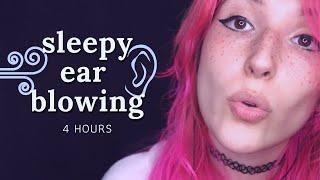 ASMR - SLEEPY EAR BLOWING ~ Ear to Ear Breathing & Mic Blowing Sounds | 4 HOURS ~