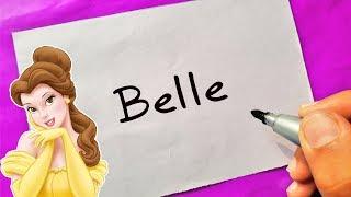 Disney Princess - How To Turn Words BELLE into Cartoon - Theakashcreations