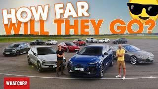 How far can electric cars REALLY go?? We drive 12 in summer conditions until they DIE! | What Car?