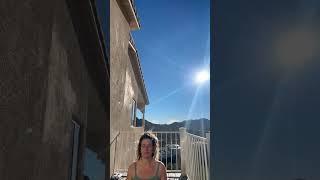 Jess Sae is live! Yoga session with desert mountainside background