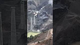 Massive Landslide avalanche  near water barrage