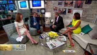 Norah O'Donnell - rare couch view - leather dress & high heels - March 29, 2015