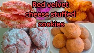 Red velvet cheese stuffed cookies #redvelevet #cheesecookies#cookies#recipesvidoes#viral #treanding