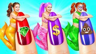 Poor VS Rich VS Giga Rich Mermaid Triplets! How to Become a Mermaid!