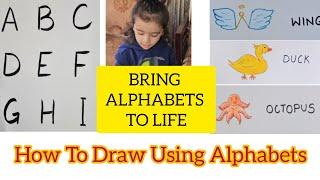 How to draw using alphabets | Fun ABCD Learning #abcd #kidslearning #drawing