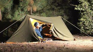 Solo Camping in Canvas Tent | Camping ASMR