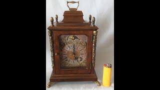 Warmink Mantel Clock Dutch 8 Day Key Wind Double Bell, Moon Dial Silent Option