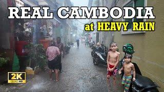 VERY NICE WET EXPERIENCE | WALKING HEAVY RAIN at New StuengMeanChey Alley Phnom Penh Cambodia