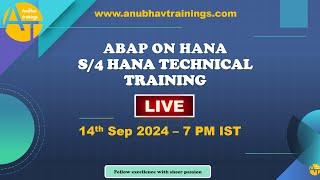 SAP ABAP on HANA cum S/4HANA CDS AMDP ODATA Fiori Training demo on 14th Sep 2024 / 7 PM