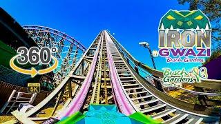 VR 360 5K Iron Gwazi Roller Coaster On Ride Front Seat POV Busch Gardens Tampa 2023 01 27