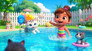 Six Little Kittens Jumping in the Pool | Fun Animal Song | Nursery Rhymes & Songs