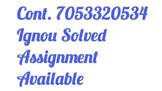 FST 1 Ignou Solved Assignment