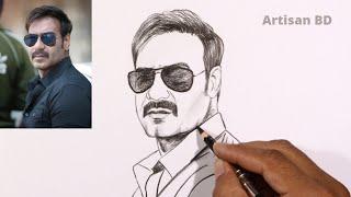 Drawing of Sketches Ajay Devgan Indian actor || first step pencil sketch