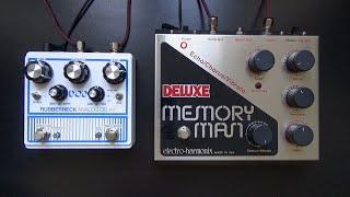 Electro Harmonix Deluxe Memory Man vs. DOD Rubberneck (bright analog delay vs. dark analog delay)