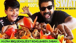 Swat food tour Gabin Jabah | Faimly trip to mountain | Deadliest road trip | Hujra restaurant BBQ