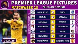 EPL FIXTURES TODAY - MATCHWEEK 18 - PREMIER LEAGUE FIXTURES 2024/25 - EPL FIXTURES 2024-25