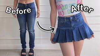 DIY From Skinny Jeans to Pleated Skirt! 🫶