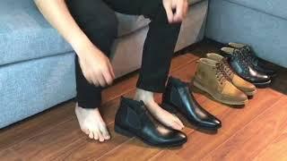 Giày nam chelsea boot da bò Italty tăng chiều cao 6 - 7cm