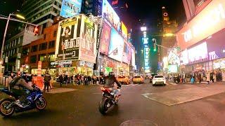 Cruising through Times Square NYC on my 2021 Kawasaki ZX10r!| MotoVlog | NYC |