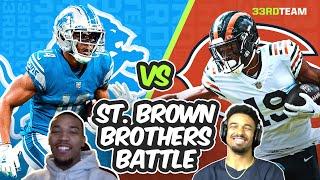 Brothers Get Competitive as Amon-Ra St. Brown & Equanimeous St. Brown Debate Lions vs Bears Week 10
