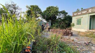 Volunteer to help the cleaning lady return to her old house, mow the lawn and clean the garden