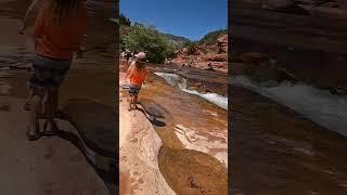 Water Slide on Rocks! Slide Rock State Park. #shorts #Sedona #adventurefamily #travelspot