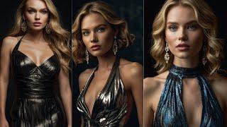 Experience Red Carpet Glamour with a Blue Metallic Gown | AI Beauty Chronicles