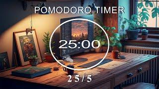 25/5 Pomodoro Timer ︎ Cozy Room with Lofi Music for Relaxing, Studying and Working ︎ 4 x 25 min