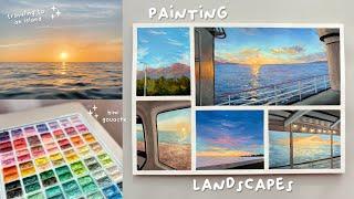 painting landscapes using gouache ️ traveling to an island, sharing my artist journey  art vlog 
