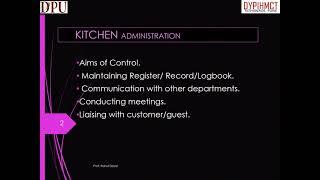 Food Production - Kitchen Administration