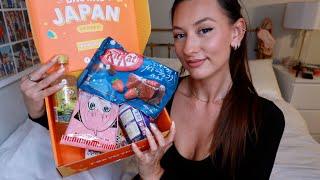 ASMR Trying Japanese Snacks/Candy   whispering, unboxing, eating and tapping